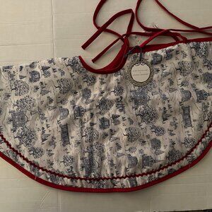 Darby Fallon Clark Edgehill Collection Quilted Toile Apron Red Trim New with Tag